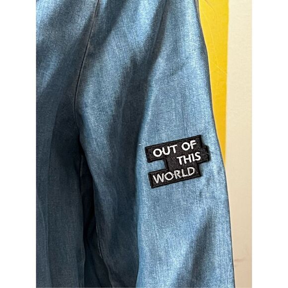 Zara patch jacket sz M denim bomber - Picture 7 of 11